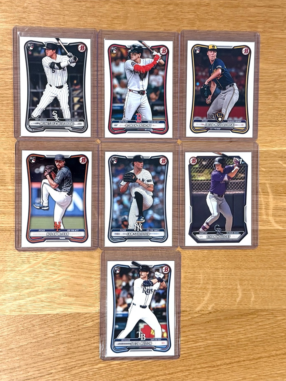 Lot Of 7 2026 Bowman Base Rookies Murakami Schlittler Miziorowski And More